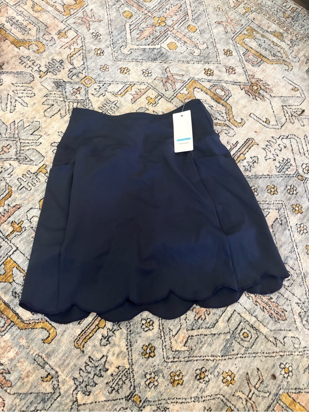 Moteepi New XS Pull On Casual Pickleball Skort Skirt Blue Pockets Scalloped